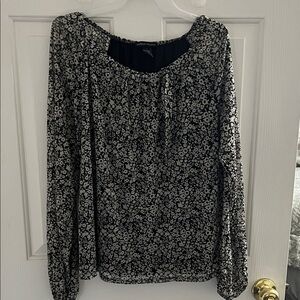 Floral Black and White Women's Top